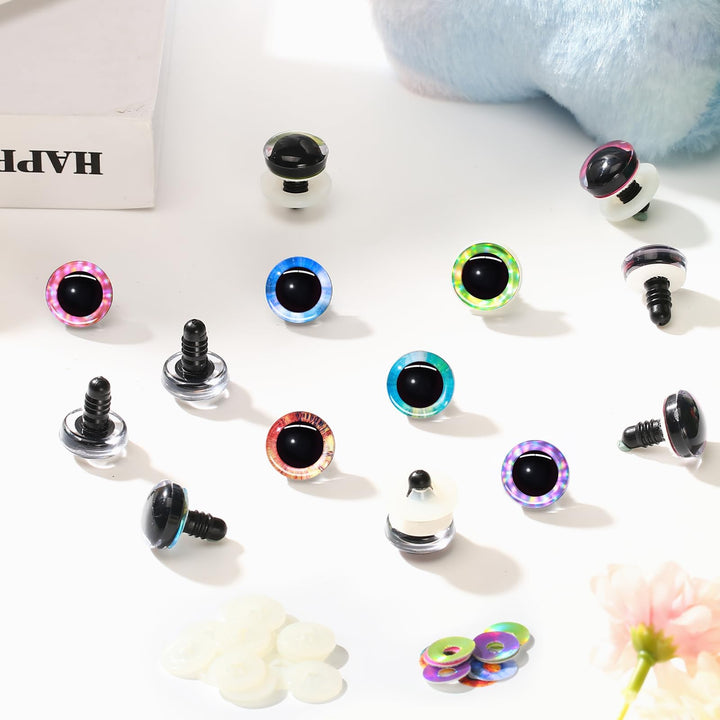 24pcs 3D Glitter Safety Eyes Laser and Tie Dye - MUCUNNIA