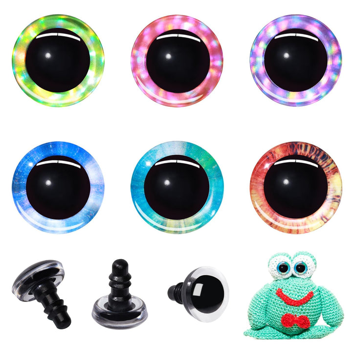 24pcs 3D Glitter Safety Eyes Laser and Tie Dye - MUCUNNIA