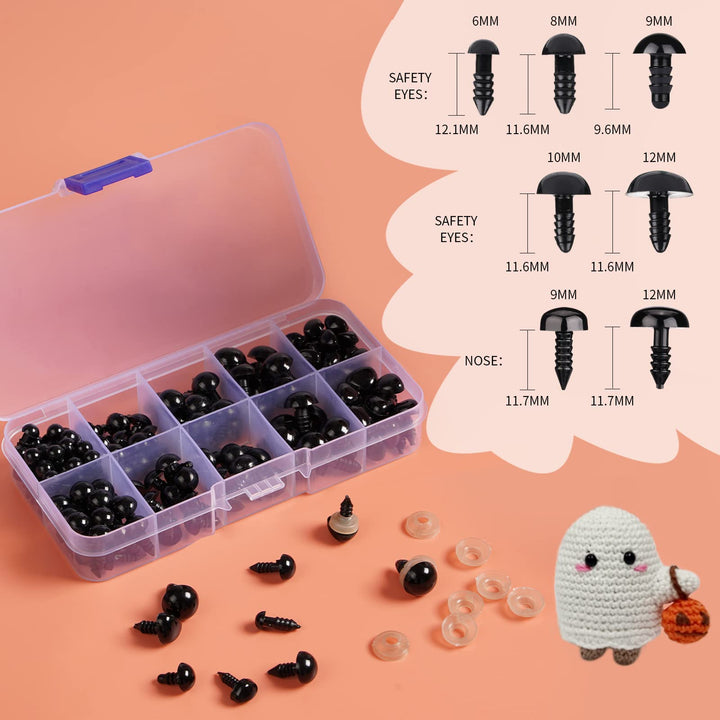 300pcs Plastic Black Safety Eyes and Noses - MUCUNNIA