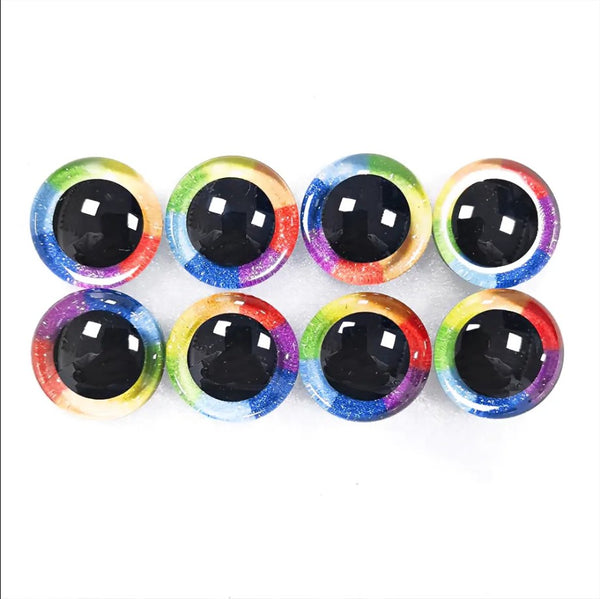 18pcs 3D Rainbow Glitter Safety Eyes with Washers - MUCUNNIA