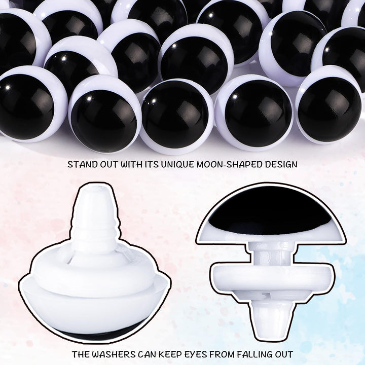 40Pcs 18mm Black and White Moon Safety Eyes - MUCUNNIA