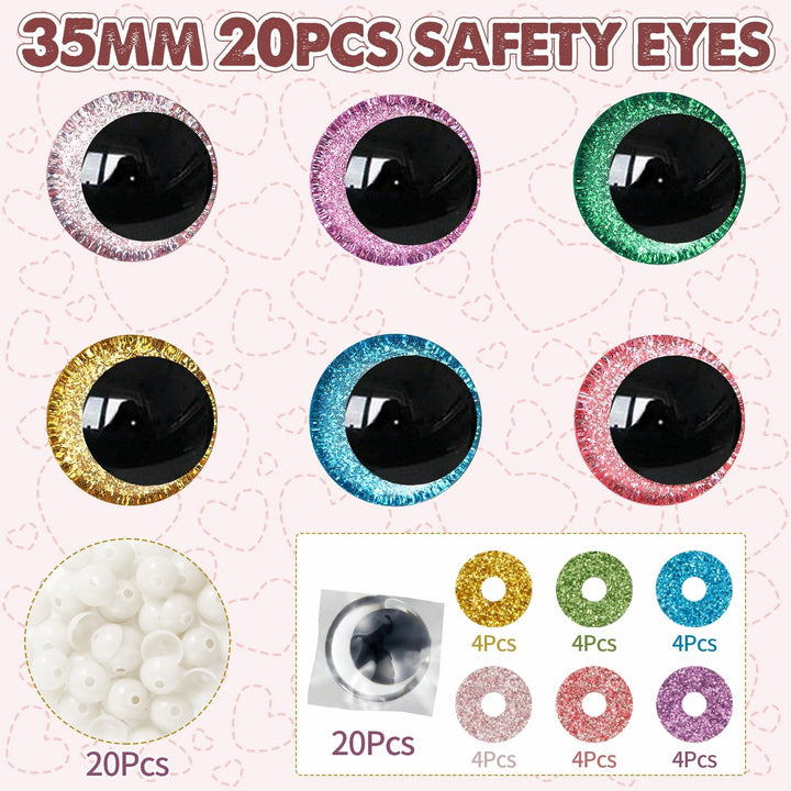 40pcs 3D Glitter Safety Eyes in Moon - MUCUNNIA