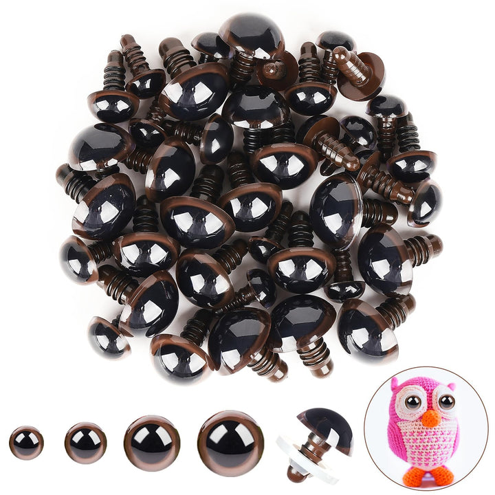 40Pcs Brown Plastic Safety Eyes with Washers - MUCUNNIA