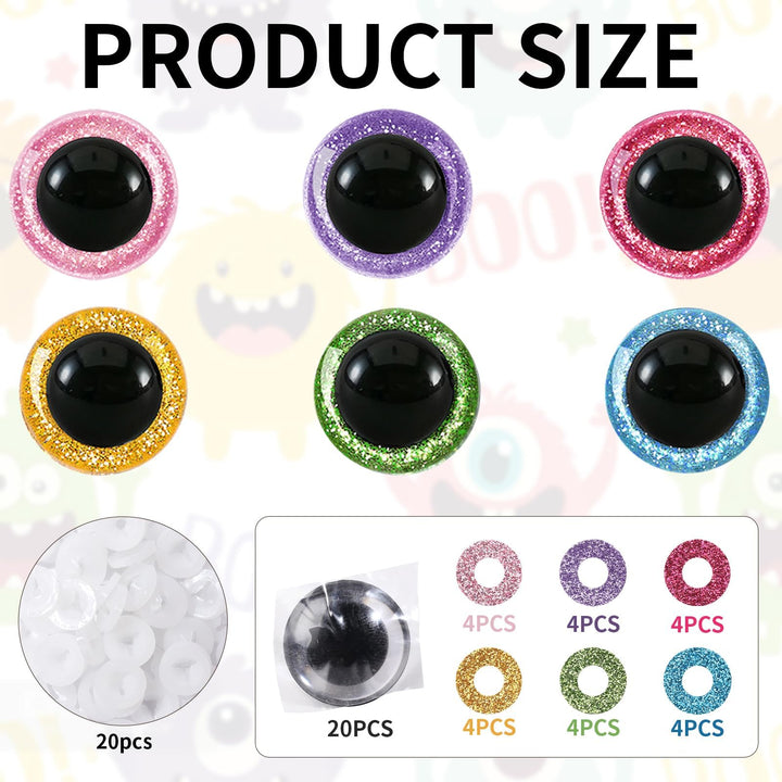 40pcs Glitter Plastic Safety Eyes - MUCUNNIA