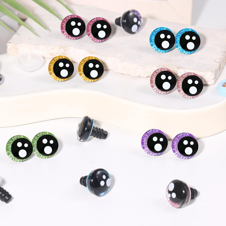 48Pcs 18mm 3D Glitter Safety Eyes in Moon - MUCUNNIA