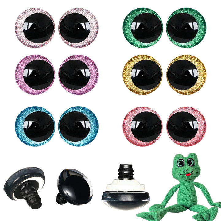 48pcs 3D Glitter Safety Eyes in Moon - MUCUNNIA