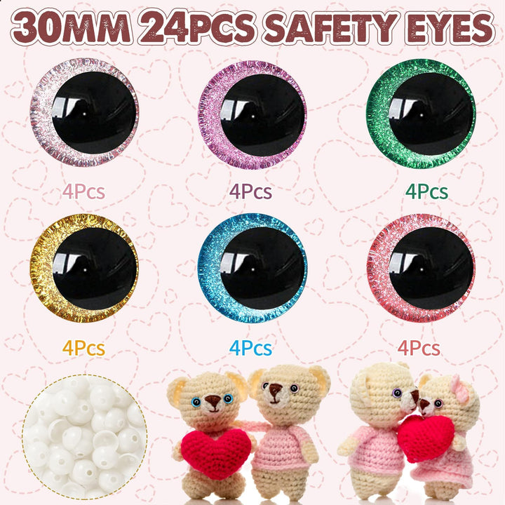 48pcs 3D Glitter Safety Eyes in Moon - MUCUNNIA