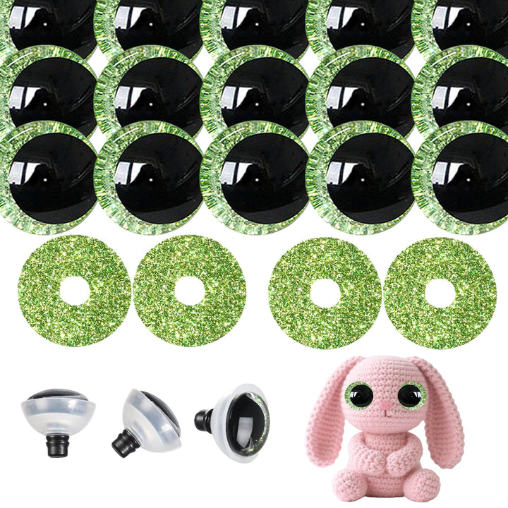 52Pcs 30mm Green Glitter Safety Eyes in Moon - MUCUNNIA