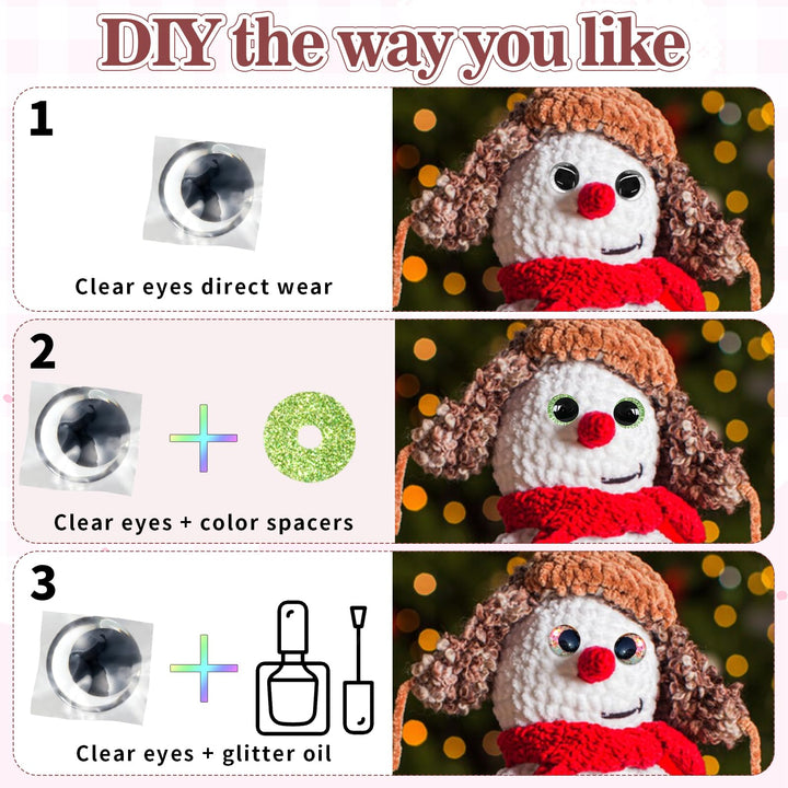 52Pcs 30mm Green Glitter Safety Eyes in Moon - MUCUNNIA