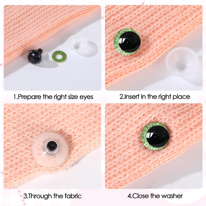 52Pcs 30mm Green Glitter Safety Eyes in Moon - MUCUNNIA