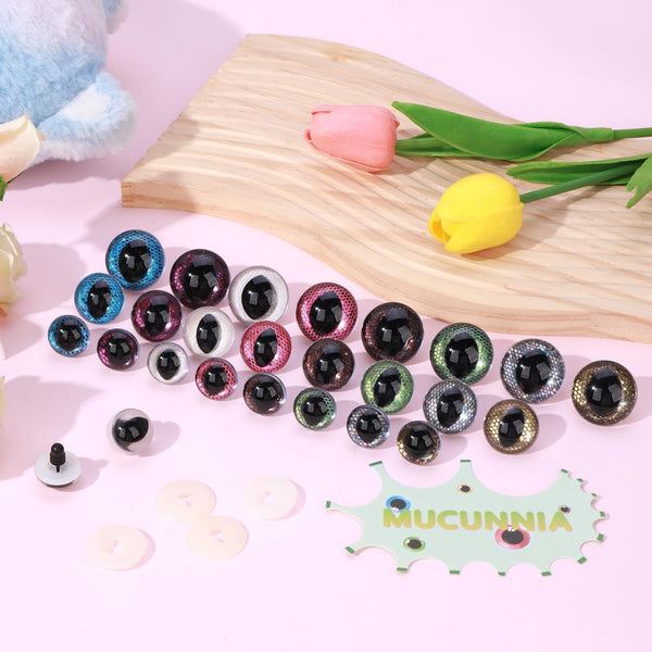 60pcs 20-30mm Glitter Cat Safety Eyes - MUCUNNIA