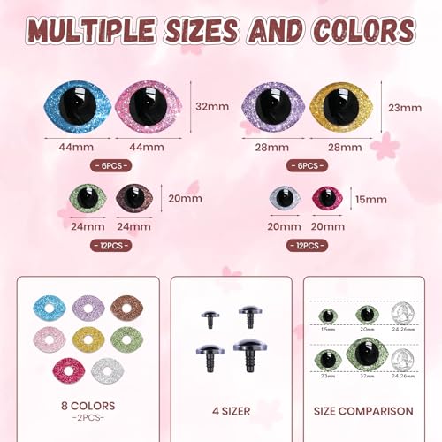 72Pcs Oval 3D Safety Eyes with Washers - MUCUNNIA