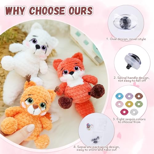 72Pcs Oval 3D Safety Eyes with Washers - MUCUNNIA