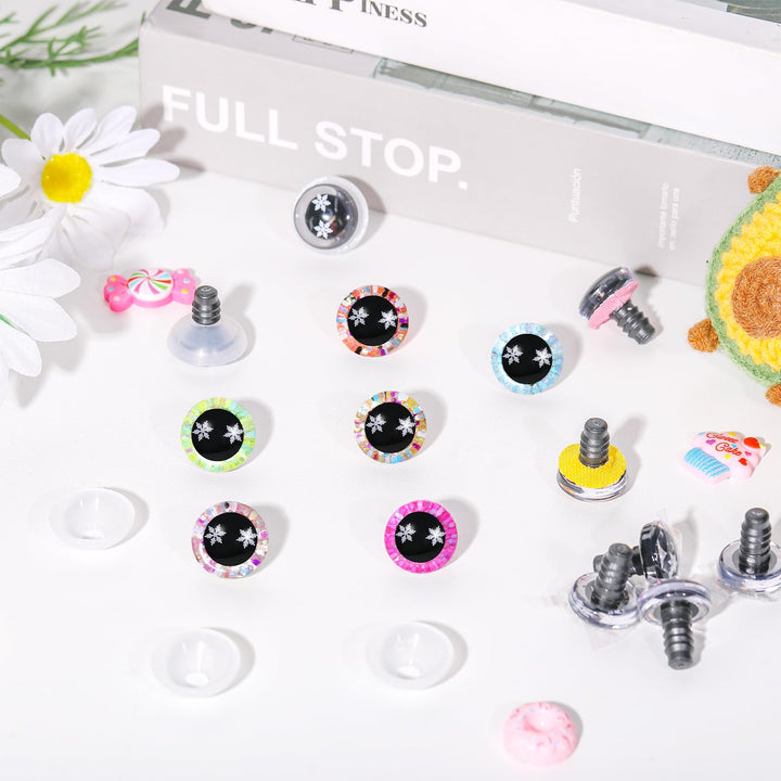 72pcs 18mm 3D Glitter Safety Eyes with Bowl Washers - MUCUNNIA