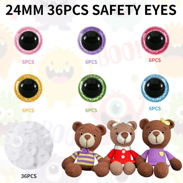 72pcs Glitter Plastic Safety Eyes - MUCUNNIA