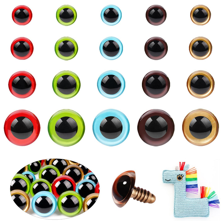 80pcs Colorful Plastic Safety Eyes with Washers - MUCUNNIA