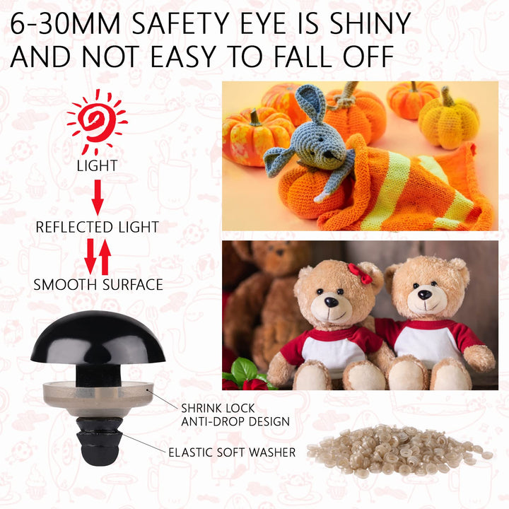 816 Pcs Plastic Colorful Safety Eyes with Washers - MUCUNNIA