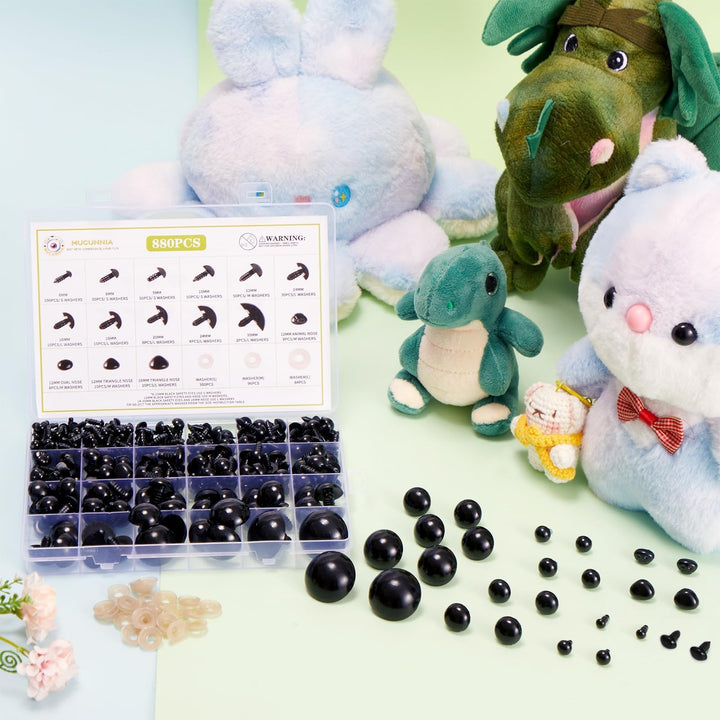 880pcs Plastic Black Safety Eyes and Noses - MUCUNNIA