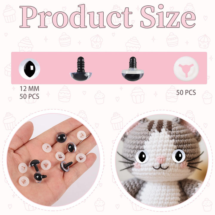 Clear Cat Safety Eyes for Crocheting with Washers - MUCUNNIA