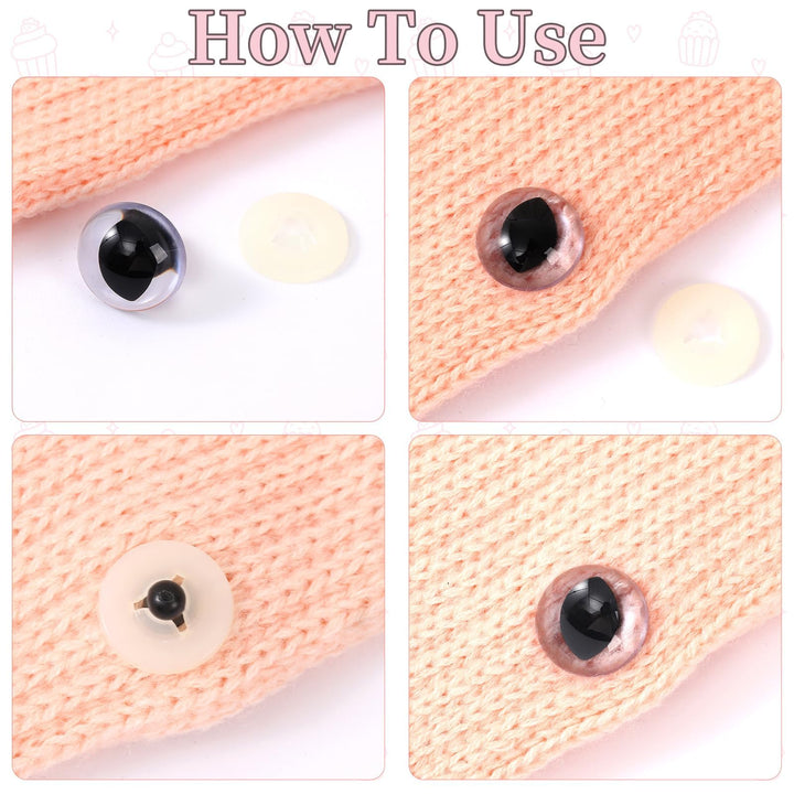 Clear Cat Safety Eyes for Crocheting with Washers - MUCUNNIA