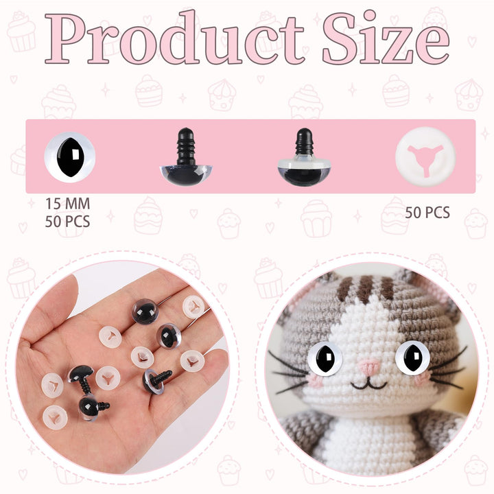 Clear Cat Safety Eyes for Crocheting with Washers - MUCUNNIA