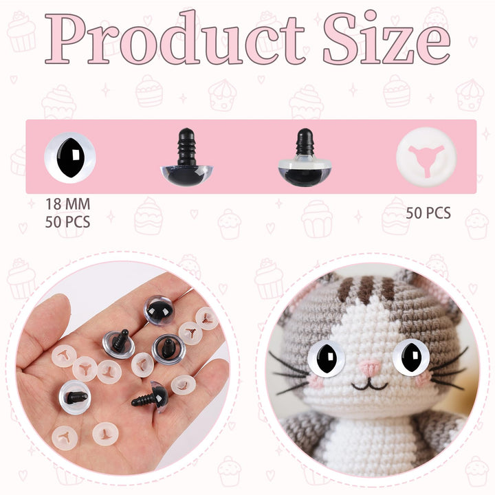 Clear Cat Safety Eyes for Crocheting with Washers - MUCUNNIA