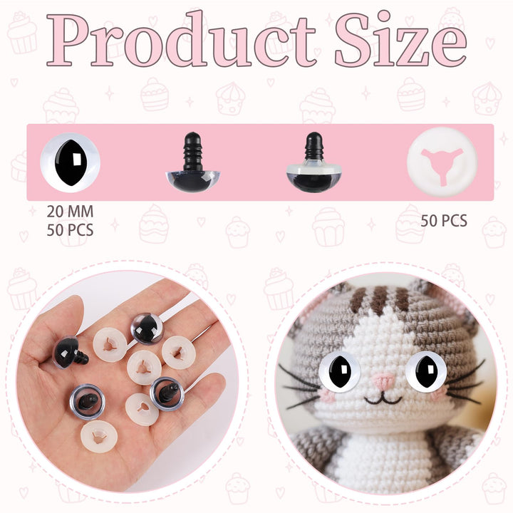 Clear Cat Safety Eyes for Crocheting with Washers - MUCUNNIA