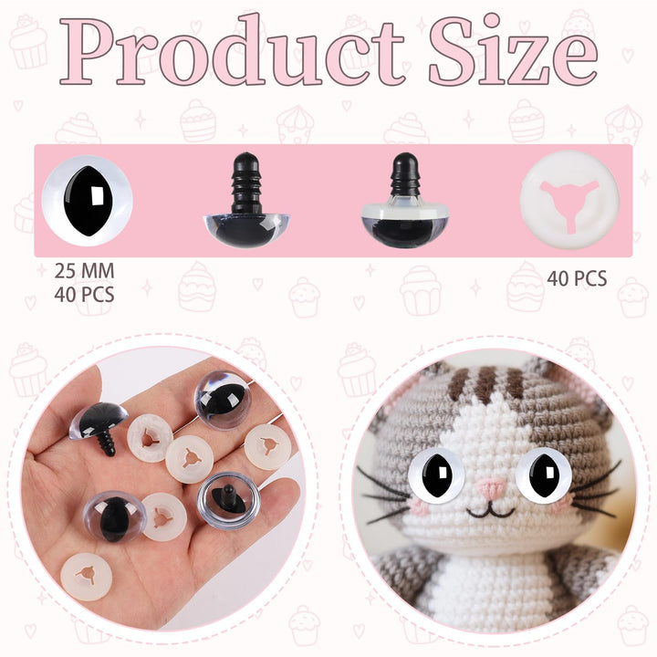 Clear Cat Safety Eyes for Crocheting with Washers - MUCUNNIA
