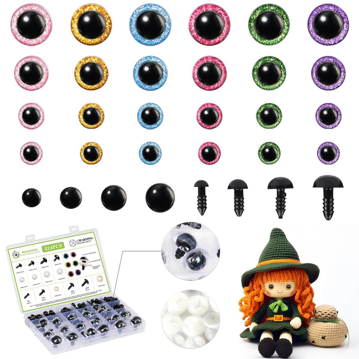 Upgraded Glitter Safety Eyes 324 Pcs - MUCUNNIA