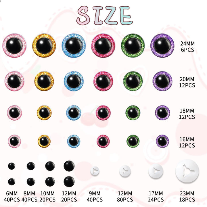 Upgraded Glitter Safety Eyes 324 Pcs - MUCUNNIA