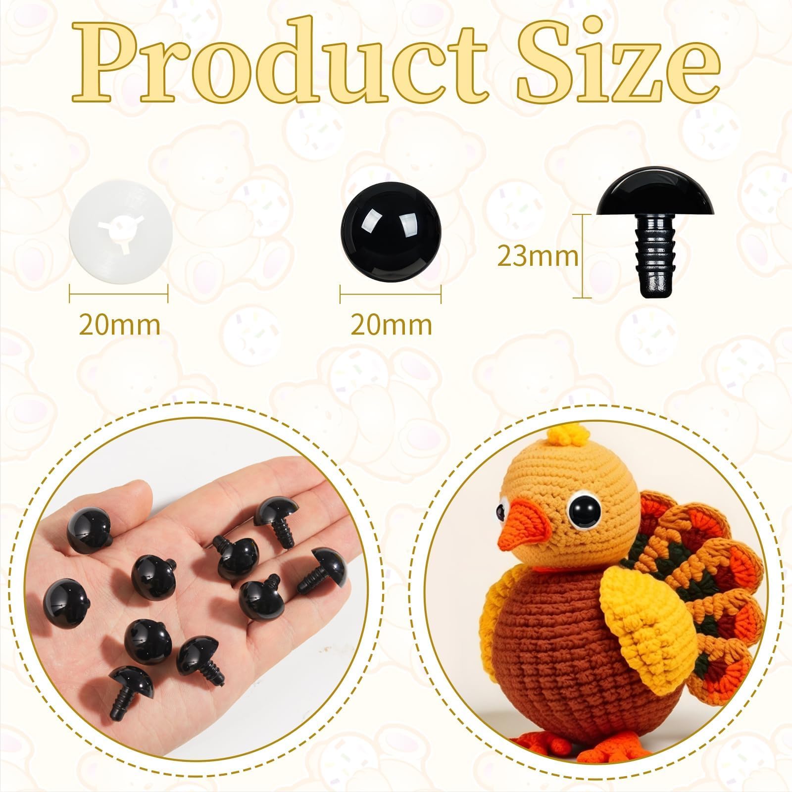 黒い瞳('87伊) Upgraded Safety Eyes for Crochet | MUCUNNIA